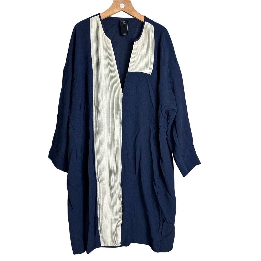 Zero + Maria Cornejo Pleated Contrast Tunic Dress Made in NY artsy designer